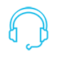 Customer Service Simple blue outline of a headset.